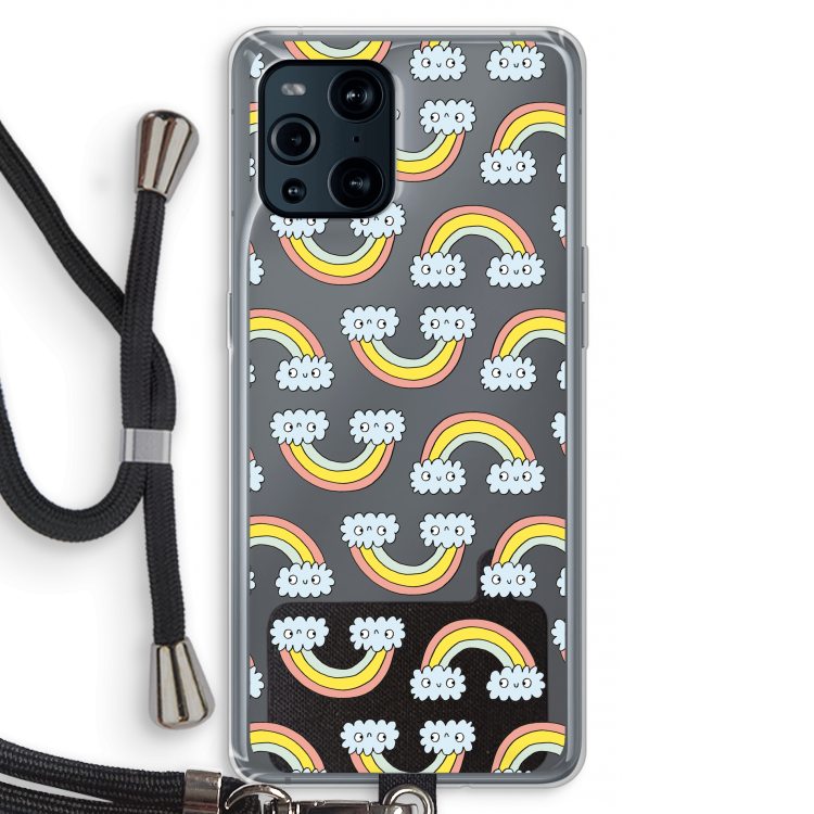 Regenboog: Oppo Find X3 Transparant Hoesje met koord