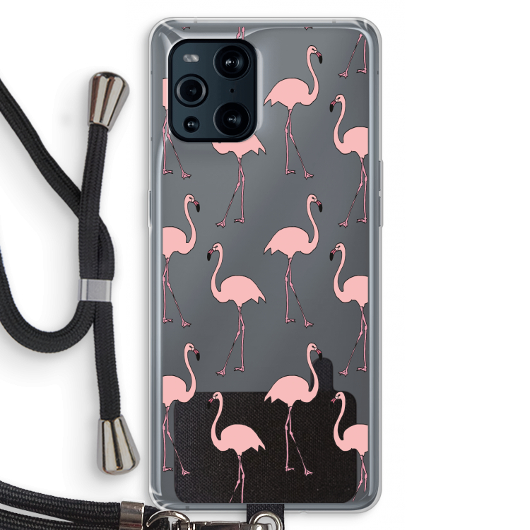 Anything Flamingoes: Oppo Find X3 Transparant Hoesje met koord