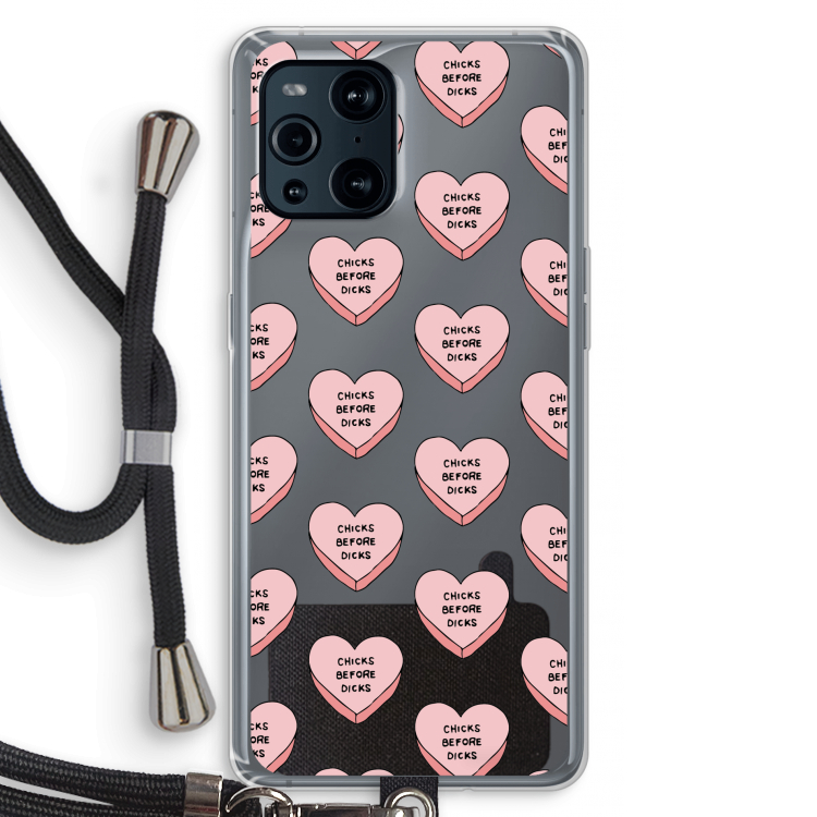Chicks before dicks: Oppo Find X3 Transparant Hoesje met koord