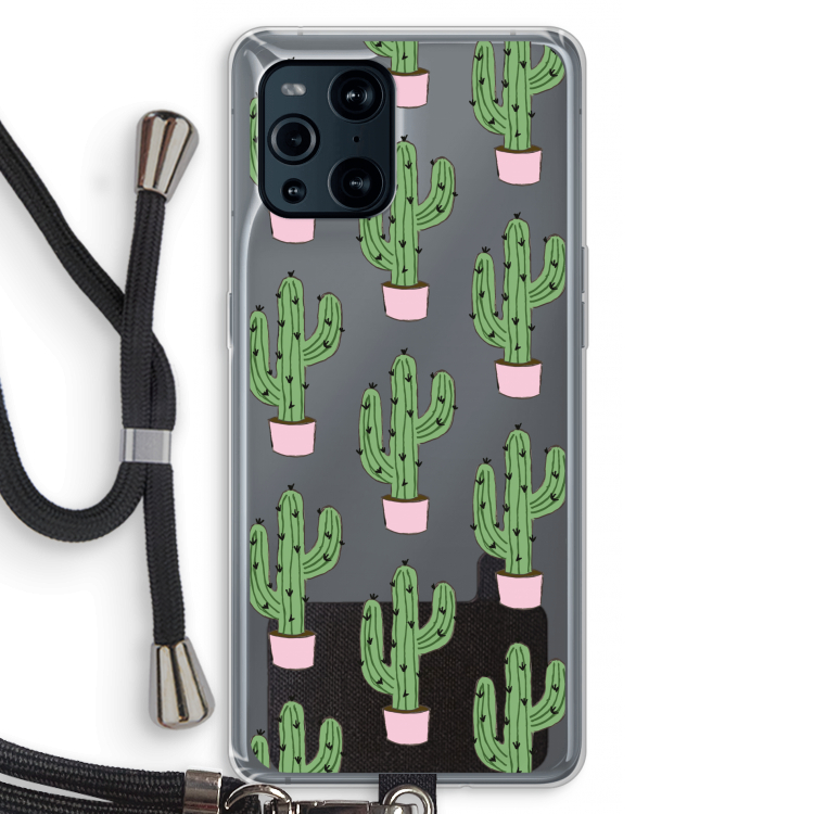 Cactus Lover: Oppo Find X3 Transparant Hoesje met koord