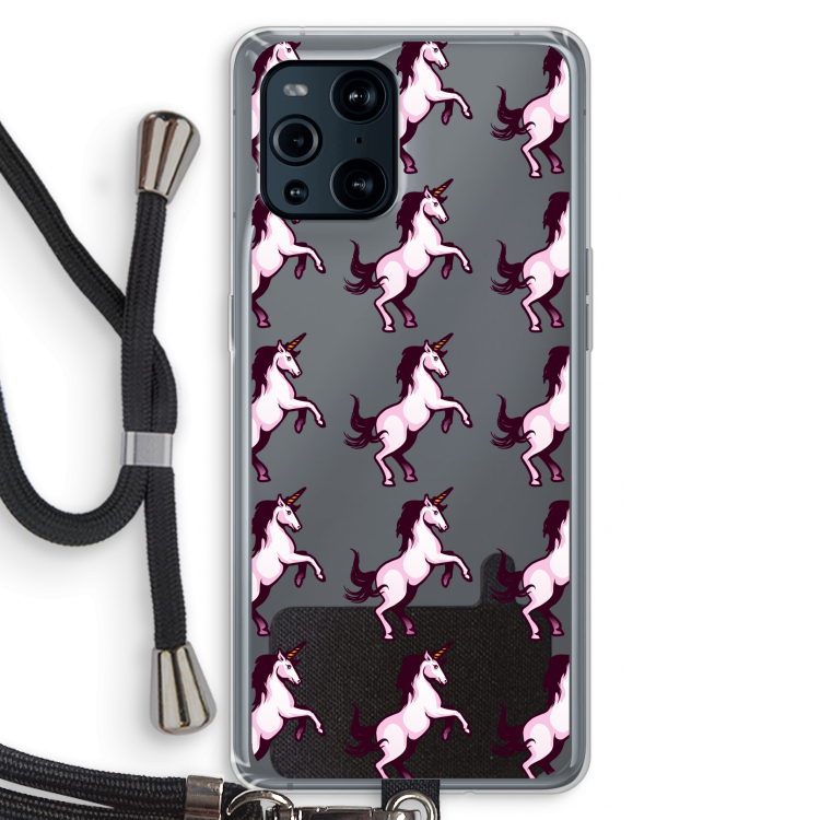 Musketon Unicorn: Oppo Find X3 Transparant Hoesje met koord