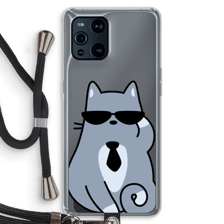 Cool cat: Oppo Find X3 Transparant Hoesje met koord