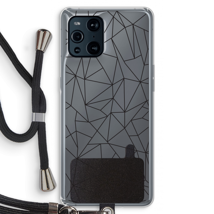 Geometrische lijnen zwart: Oppo Find X3 Transparant Hoesje met koord