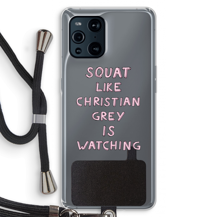 Christian Grey: Oppo Find X3 Transparant Hoesje met koord