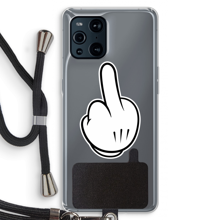 Middle finger black: Oppo Find X3 Transparant Hoesje met koord