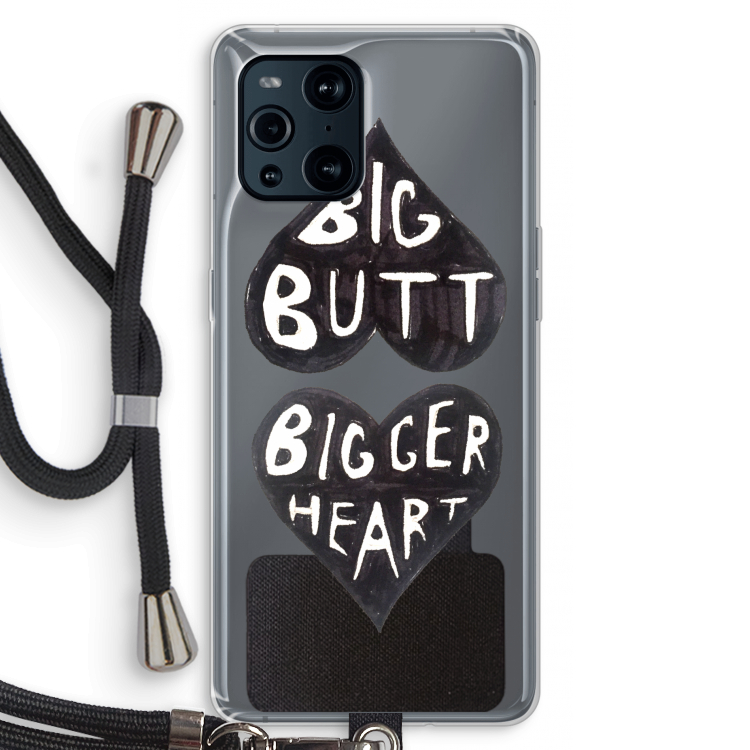 Big butt bigger heart: Oppo Find X3 Transparant Hoesje met koord
