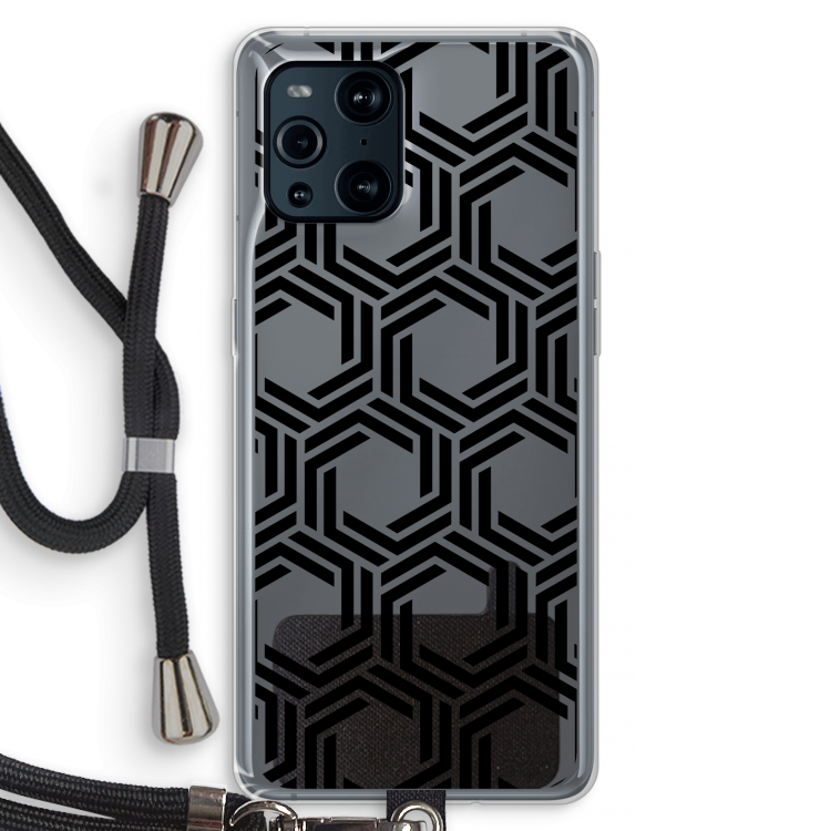Geometrisch patroon: Oppo Find X3 Transparant Hoesje met koord