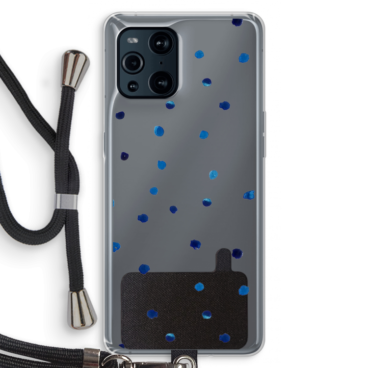 Blauwe stippen: Oppo Find X3 Transparant Hoesje met koord