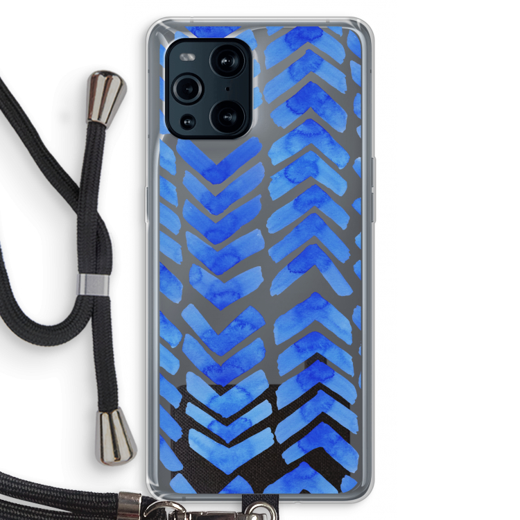 Blauwe pijlen: Oppo Find X3 Transparant Hoesje met koord