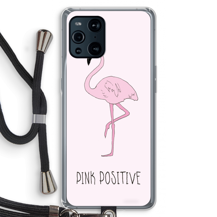Pink positive: Oppo Find X3 Transparant Hoesje met koord