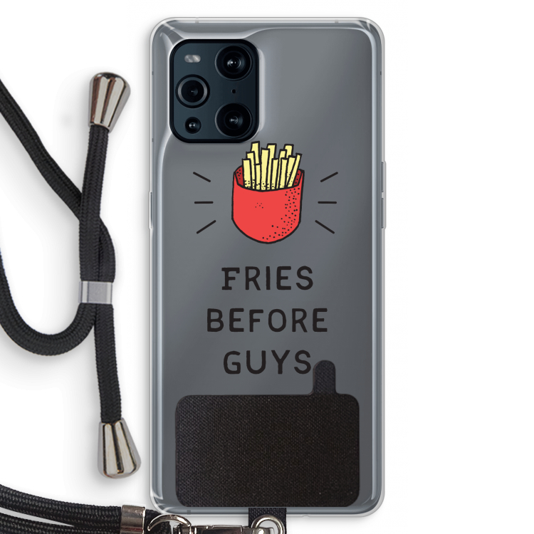 Fries before guys: Oppo Find X3 Transparant Hoesje met koord