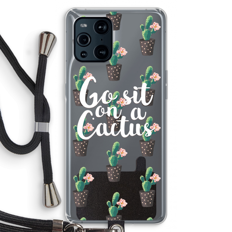 Cactus quote: Oppo Find X3 Transparant Hoesje met koord