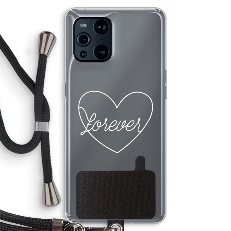 Forever heart pastel: Oppo Find X3 Transparant Hoesje met koord