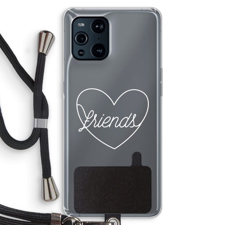 Friends heart pastel: Oppo Find X3 Transparant Hoesje met koord