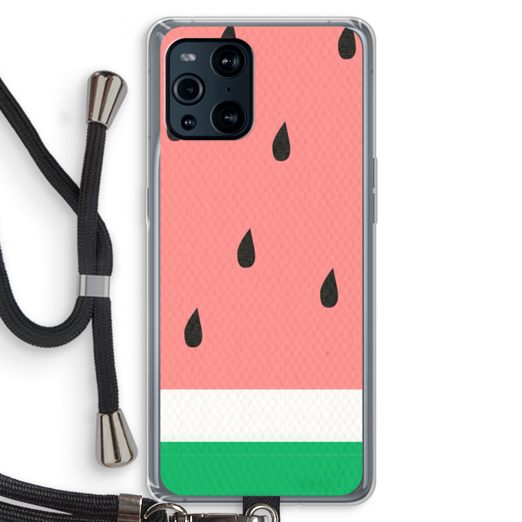 Watermeloen: Oppo Find X3 Transparant Hoesje met koord