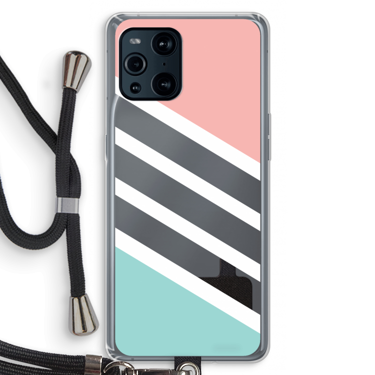 Strepen pastel: Oppo Find X3 Transparant Hoesje met koord