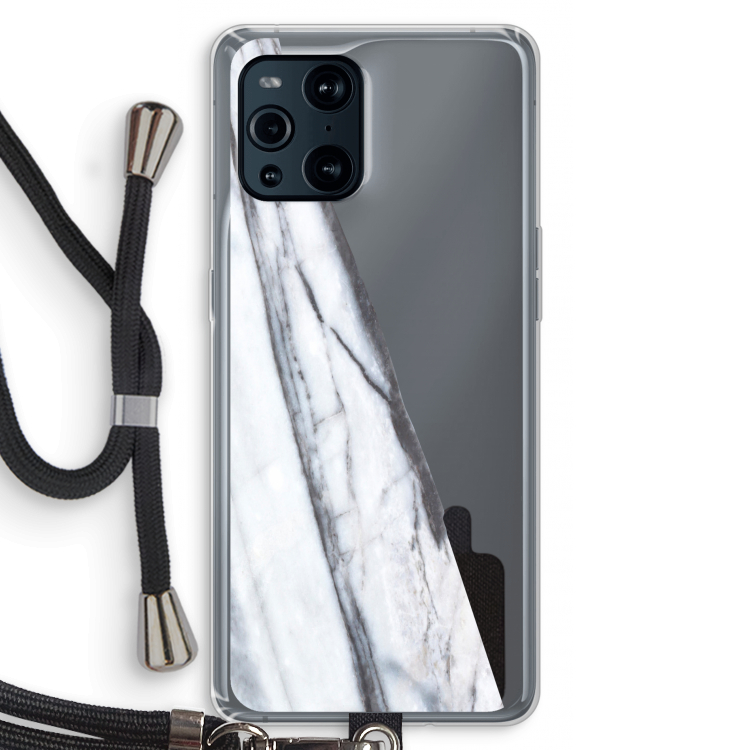 Gestreepte marmer: Oppo Find X3 Transparant Hoesje met koord