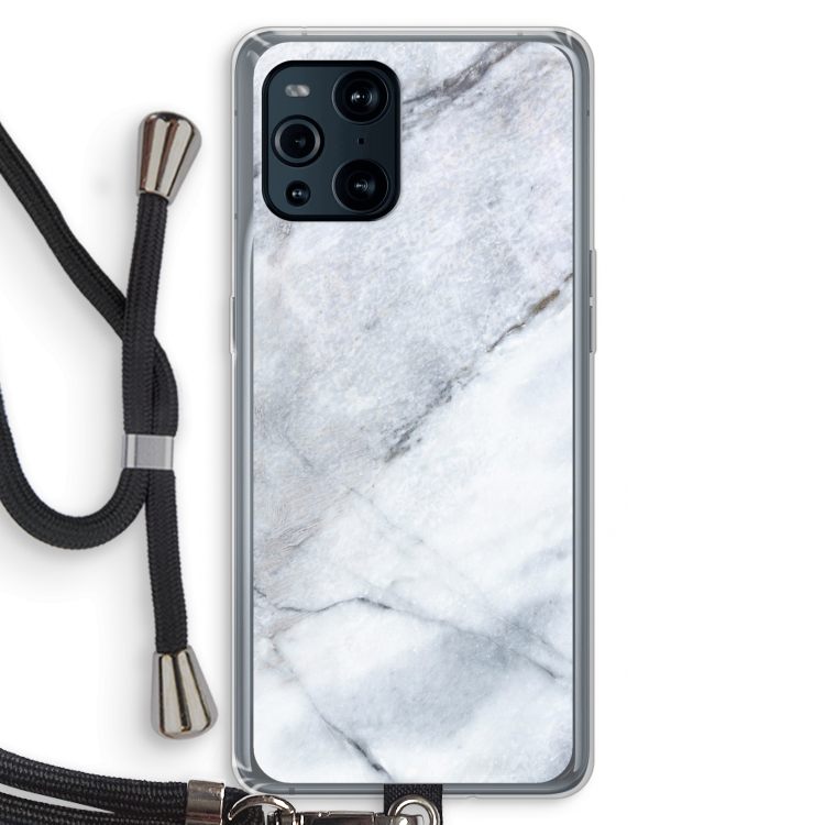 Witte marmer: Oppo Find X3 Transparant Hoesje met koord