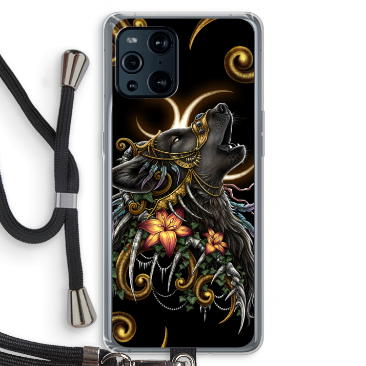 Huilende Wolf: Oppo Find X3 Transparant Hoesje met koord