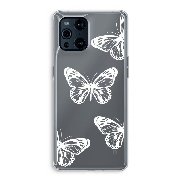 White butterfly: Oppo Find X3 Pro Transparant Hoesje