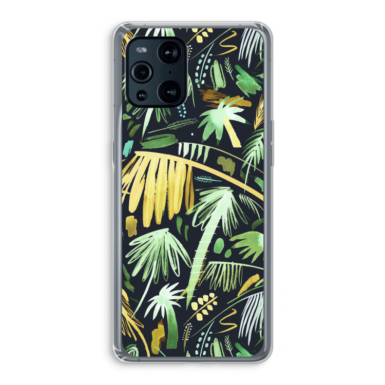 Tropical Palms Dark: Oppo Find X3 Pro Transparant Hoesje