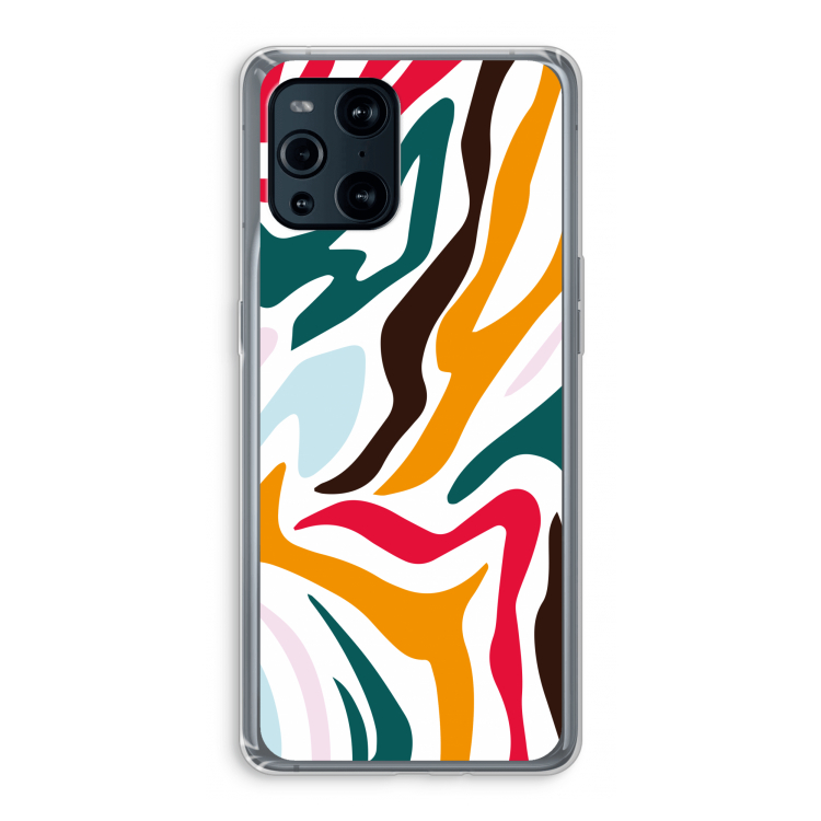 Colored Zebra: Oppo Find X3 Pro Transparant Hoesje