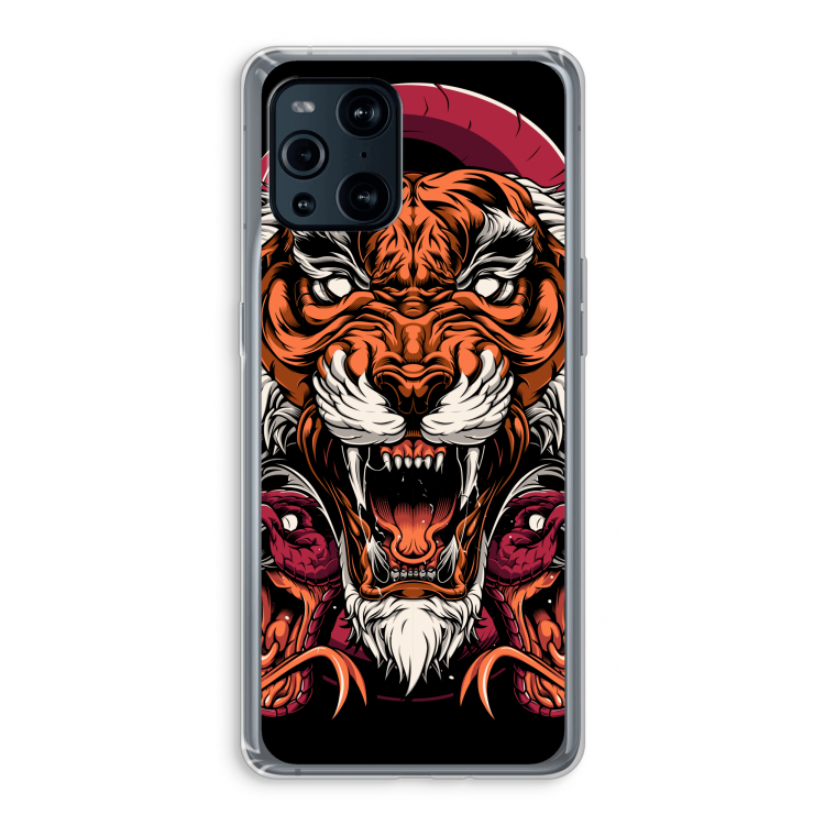 Tiger and Rattlesnakes: Oppo Find X3 Pro Transparant Hoesje