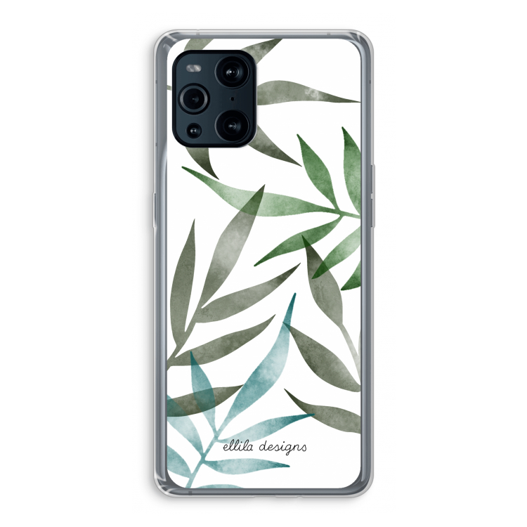 Tropical watercolor leaves: Oppo Find X3 Pro Transparant Hoesje