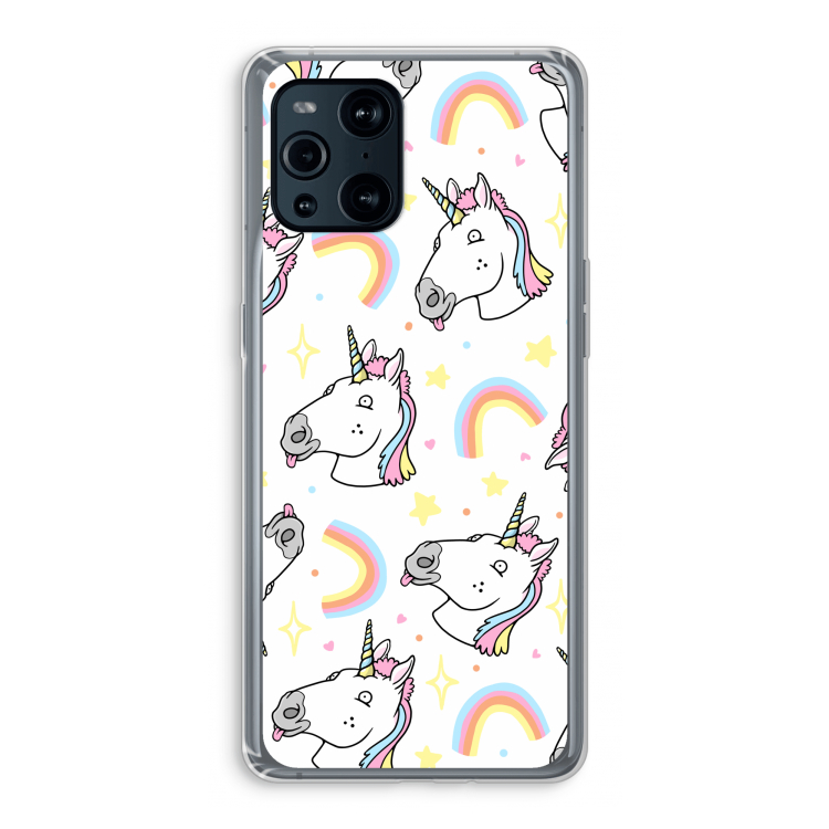 Rainbow Unicorn: Oppo Find X3 Pro Transparant Hoesje