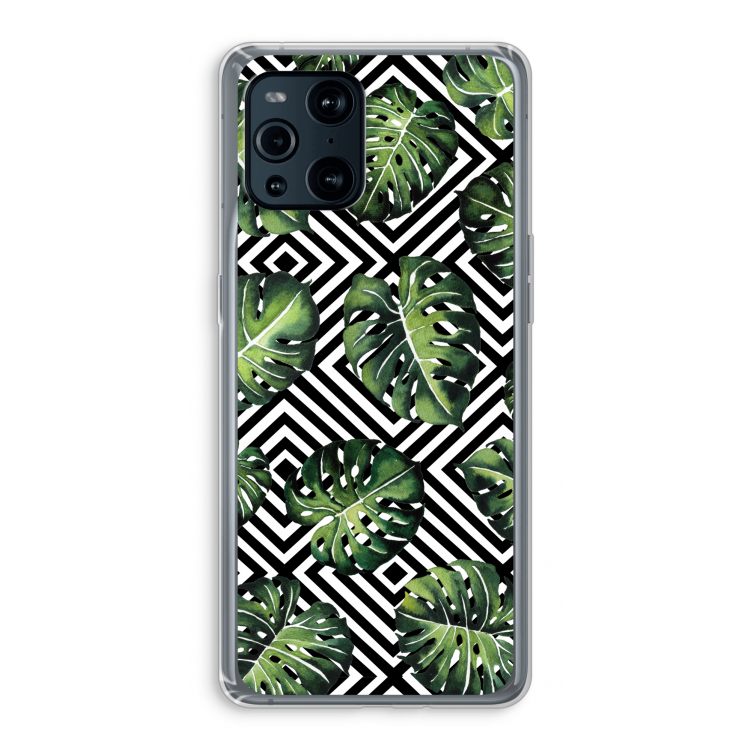 Geometrische jungle: Oppo Find X3 Pro Transparant Hoesje