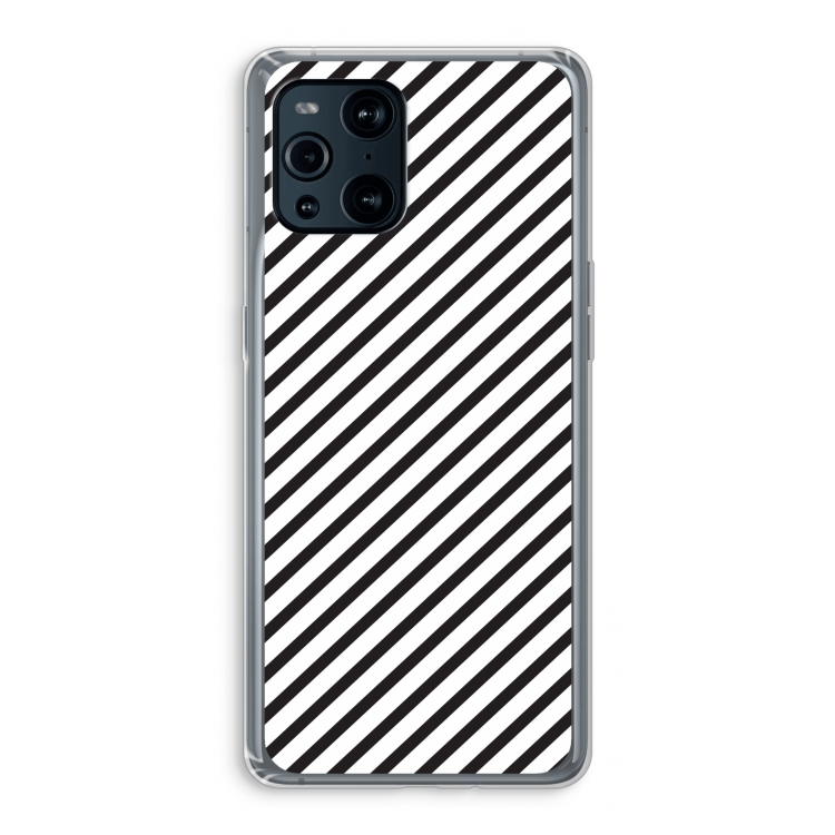 Strepen zwart-wit: Oppo Find X3 Pro Transparant Hoesje