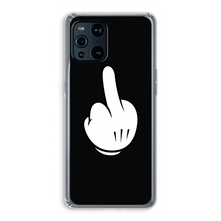 Middle finger black: Oppo Find X3 Pro Transparant Hoesje