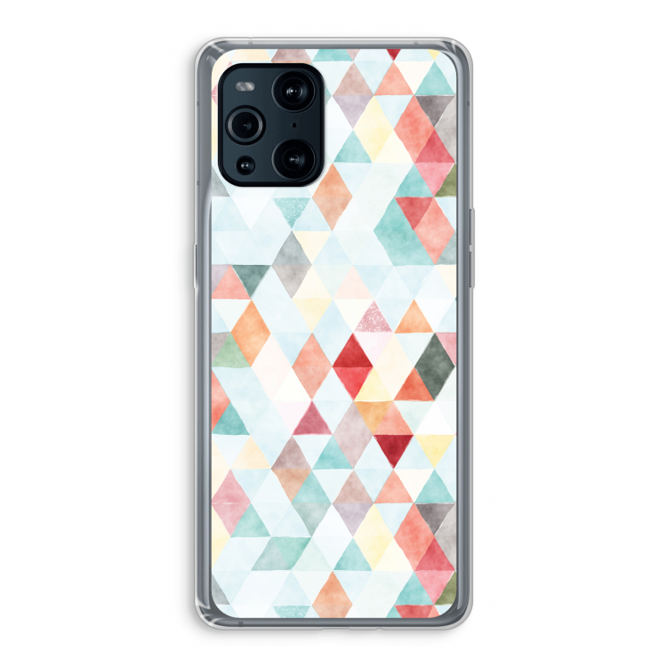 Gekleurde driehoekjes pastel: Oppo Find X3 Pro Transparant Hoesje