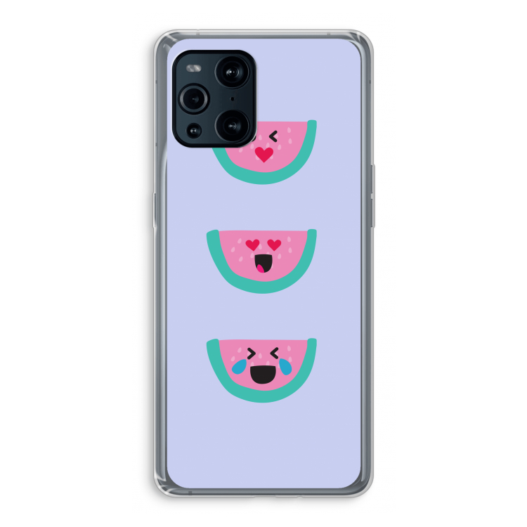 Smiley watermeloen: Oppo Find X3 Pro Transparant Hoesje