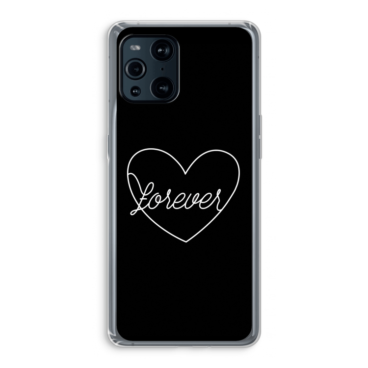 Forever heart black: Oppo Find X3 Pro Transparant Hoesje