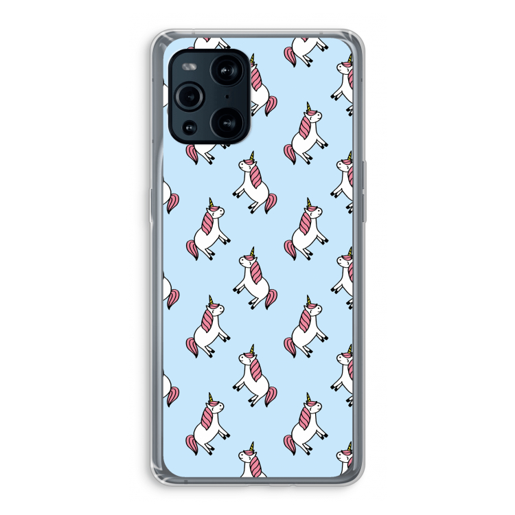 Eenhoorns overal: Oppo Find X3 Pro Transparant Hoesje