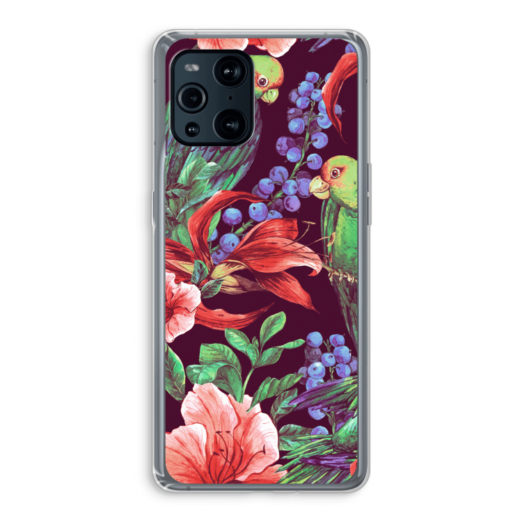 Papegaaien: Oppo Find X3 Pro Transparant Hoesje