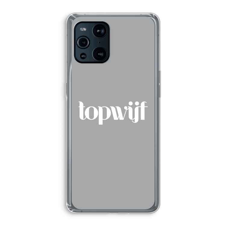 Topwijf Grijs Wit: Oppo Find X3 Pro Transparant Hoesje