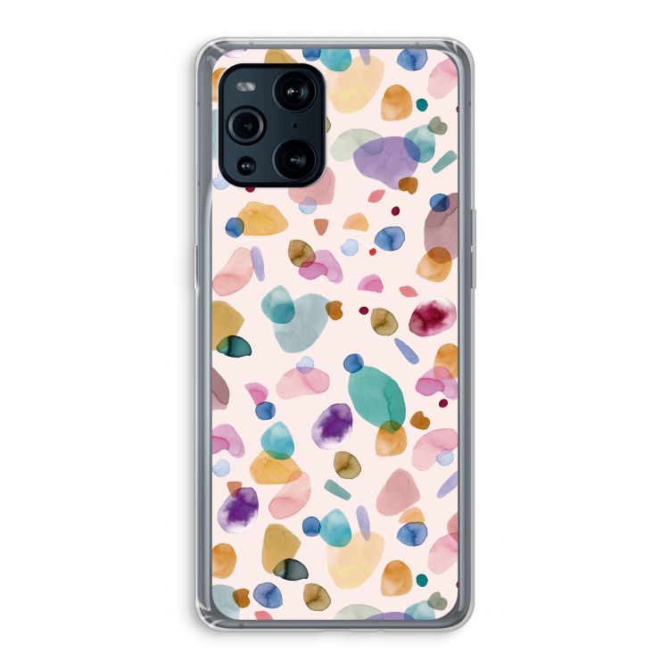Terrazzo Memphis Pink: Oppo Find X3 Pro Transparant Hoesje