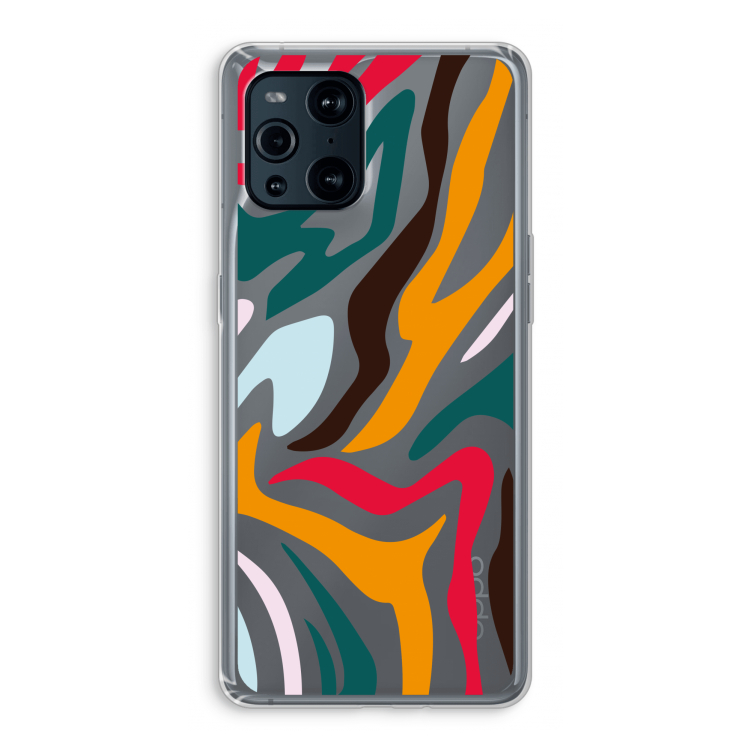 Colored Zebra: Oppo Find X3 Pro Transparant Hoesje