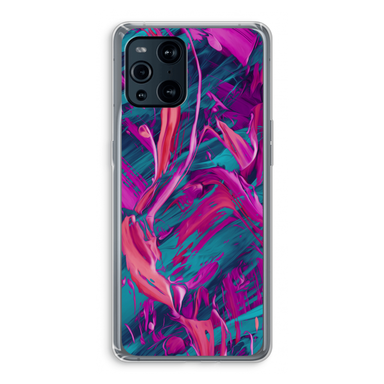 Pink Clouds: Oppo Find X3 Pro Transparant Hoesje