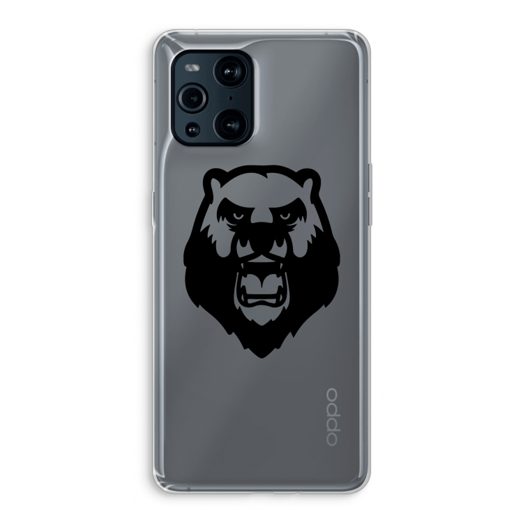 Angry Bear (black): Oppo Find X3 Pro Transparant Hoesje