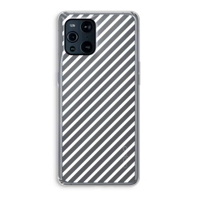 Strepen zwart-wit: Oppo Find X3 Pro Transparant Hoesje