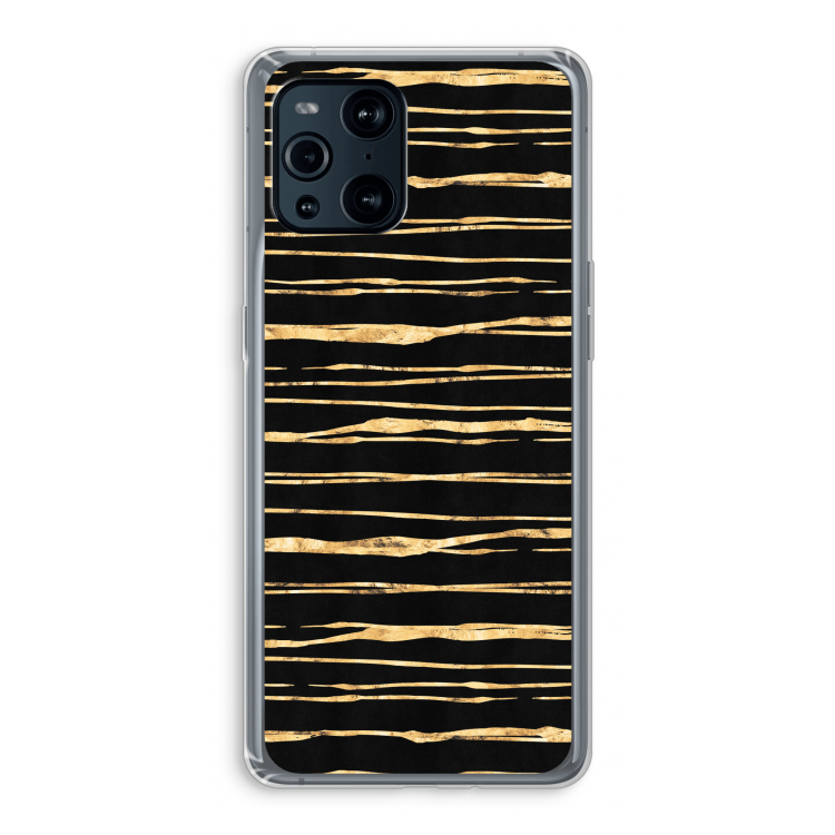 Gouden strepen: Oppo Find X3 Pro Transparant Hoesje