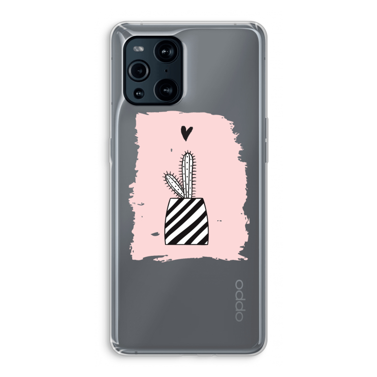 Zwart-wit cactus: Oppo Find X3 Pro Transparant Hoesje