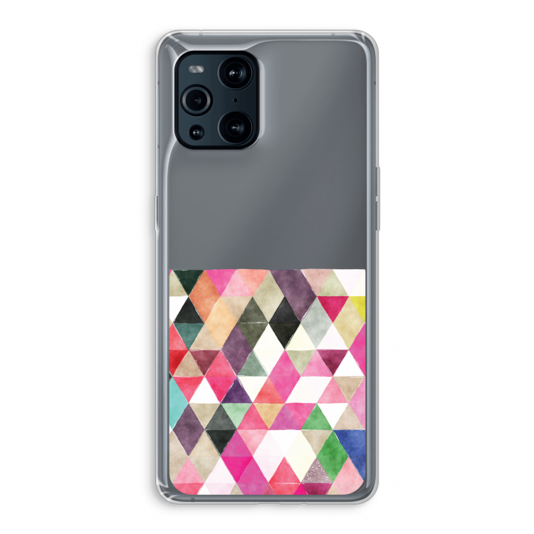 Gekleurde driehoekjes: Oppo Find X3 Pro Transparant Hoesje