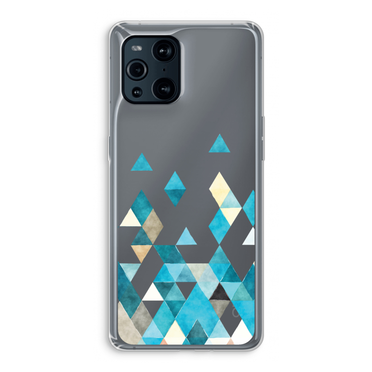 Gekleurde driehoekjes blauw: Oppo Find X3 Pro Transparant Hoesje