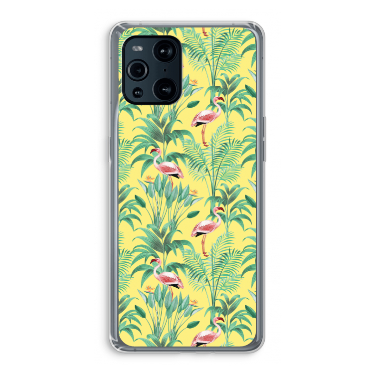 Flamingo party: Oppo Find X3 Pro Transparant Hoesje