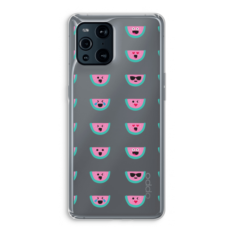 Smiley watermeloenprint: Oppo Find X3 Pro Transparant Hoesje
