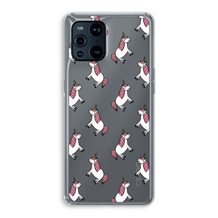 Eenhoorns overal: Oppo Find X3 Pro Transparant Hoesje